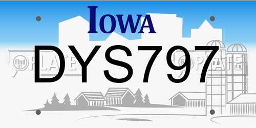 DYS797 Iowa License Plate