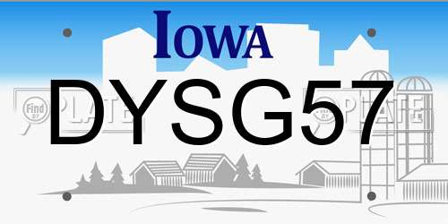 DYSG57 Iowa License Plate
