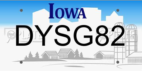 DYSG82 Iowa License Plate