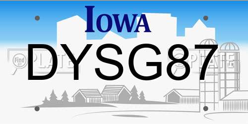 DYSG87 Iowa License Plate