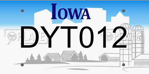 DYT012 Iowa License Plate