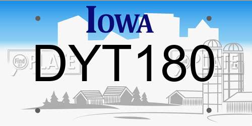 DYT180 Iowa License Plate