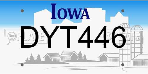 DYT446 Iowa License Plate