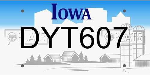 DYT607 Iowa License Plate