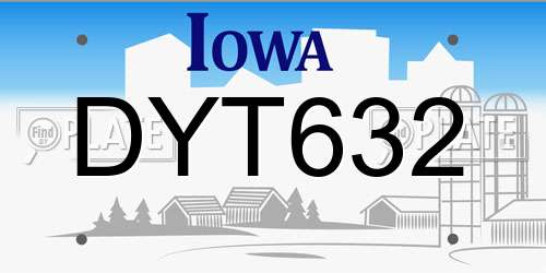 DYT632 Iowa License Plate