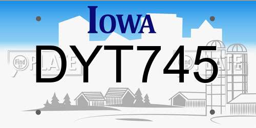 DYT745 Iowa License Plate