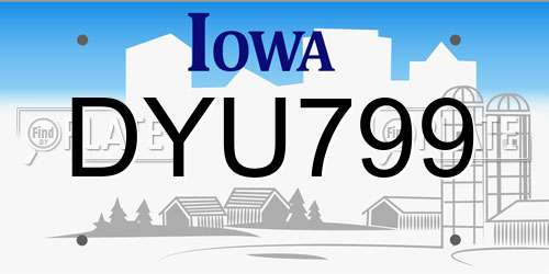 DYU799 Iowa License Plate