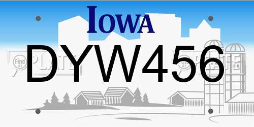 DYW456 Iowa License Plate