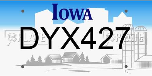 DYX427 Iowa License Plate