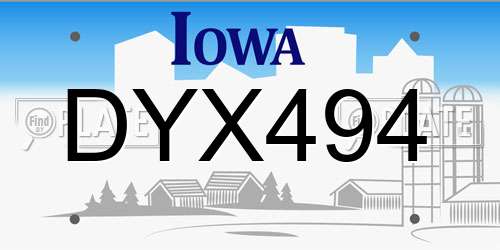 DYX494 Iowa License Plate