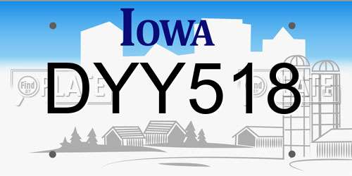 DYY518 Iowa License Plate