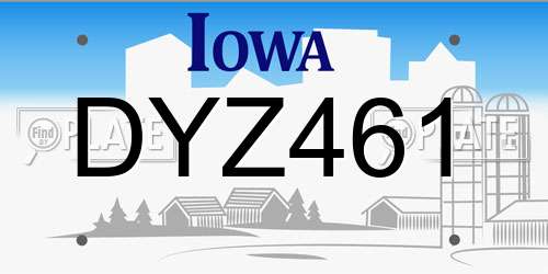 DYZ461 Iowa License Plate