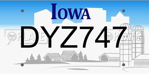 DYZ747 Iowa License Plate