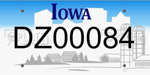 DZ00084 Iowa License Plate