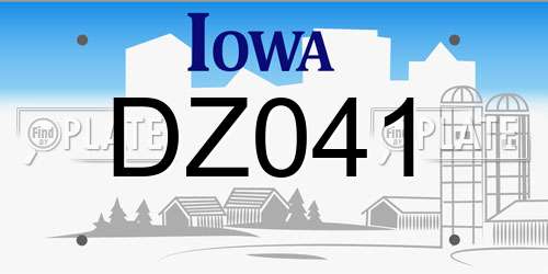DZ041 Iowa License Plate