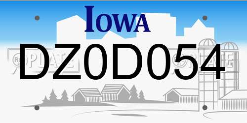 DZ0D054 Iowa License Plate