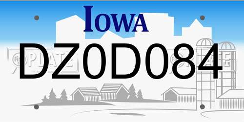 DZ0D084 Iowa License Plate