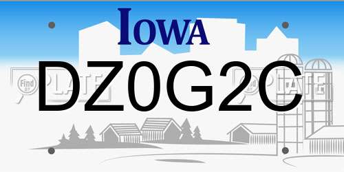 DZ0G2C Iowa License Plate