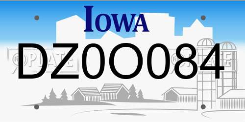 DZ0O084 Iowa License Plate