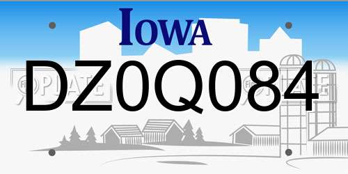DZ0Q084 Iowa License Plate