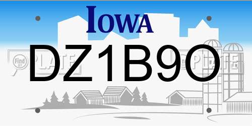 DZ1B9O Iowa License Plate