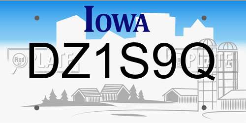 DZ1S9Q Iowa License Plate