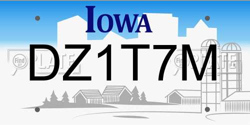 DZ1T7M Iowa License Plate