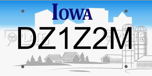 DZ1Z2M Iowa License Plate
