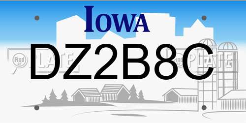 DZ2B8C Iowa License Plate
