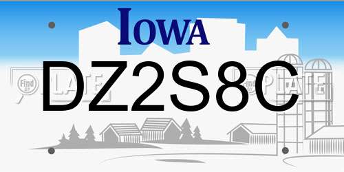 DZ2S8C Iowa License Plate