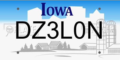 DZ3L0N Iowa License Plate