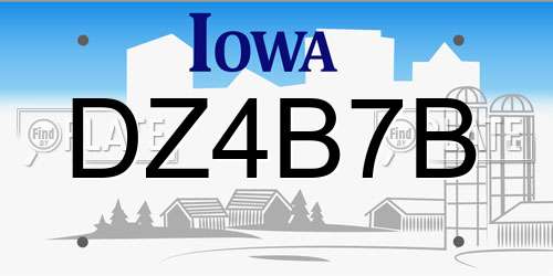 DZ4B7B Iowa License Plate