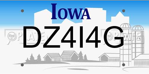 DZ4I4G Iowa License Plate