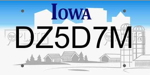 DZ5D7M Iowa License Plate