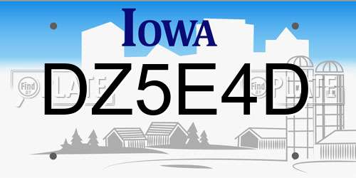 DZ5E4D Iowa License Plate