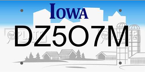 DZ5O7M Iowa License Plate