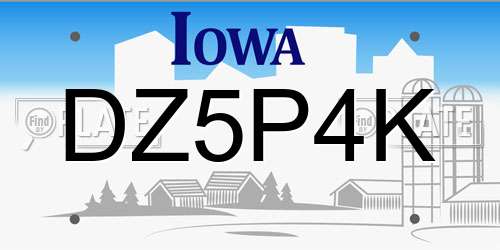 DZ5P4K Iowa License Plate