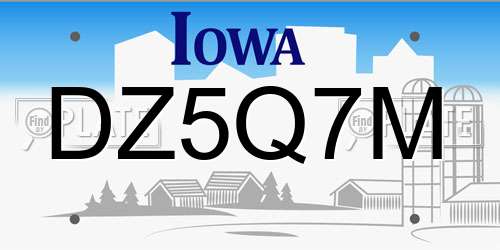 DZ5Q7M Iowa License Plate