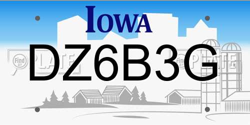 DZ6B3G Iowa License Plate