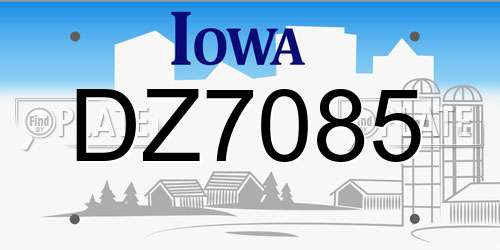 DZ7085 Iowa License Plate