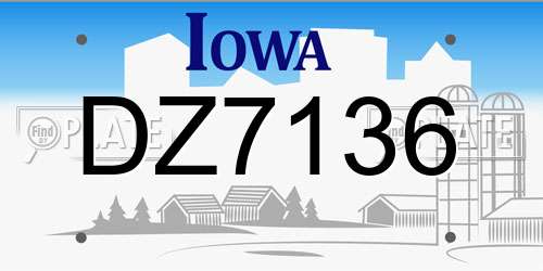 DZ7136 Iowa License Plate