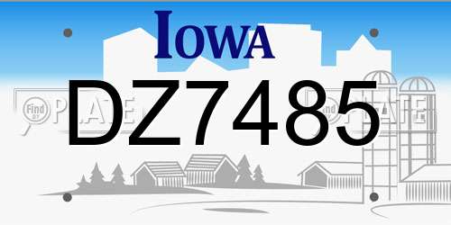 DZ7485 Iowa License Plate