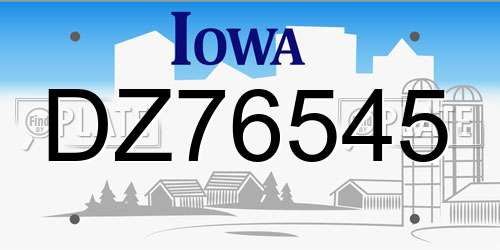 DZ76545 Iowa License Plate