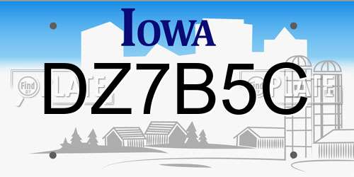 DZ7B5C Iowa License Plate