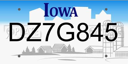 DZ7G845 Iowa License Plate