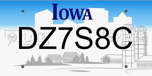 DZ7S8C Iowa License Plate