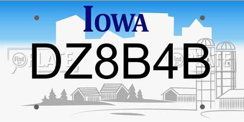 DZ8B4B Iowa License Plate