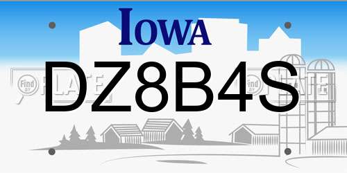 DZ8B4S Iowa License Plate