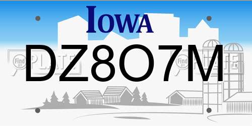 DZ8O7M Iowa License Plate
