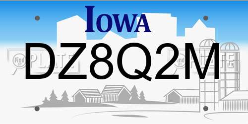 DZ8Q2M Iowa License Plate